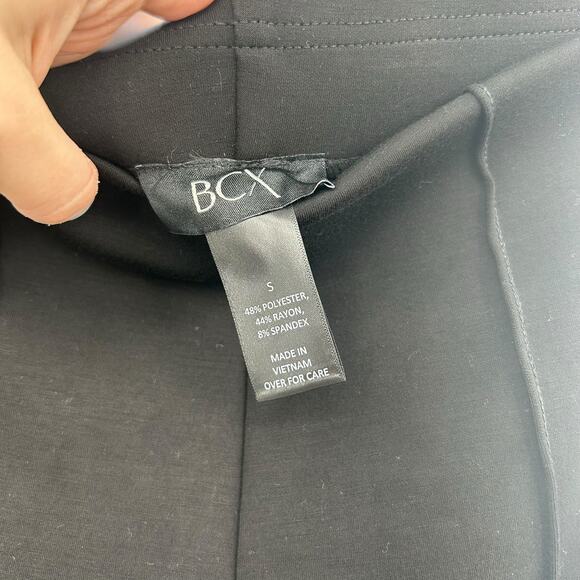 NEW BCX Black Pull On Dress Pants Small Seamed Flare Scuba Stretch Trousers Work - Picture 6 of 7